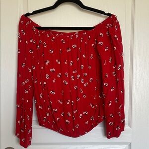 Billabong Red Floral Off-Shoulder Blouse